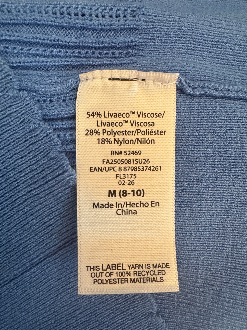 Free Assembly Fine Ribbed V-Neck Button Cardigan - Blue - Picture 5 of 7
